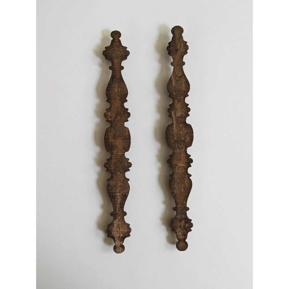 Antique Turned Wood Spindle Appliques Pair Architectural Salvage‎ Furniture Trim
